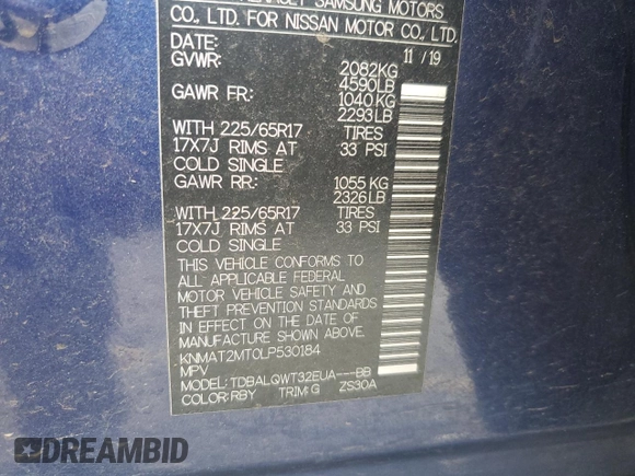 2020 Nissan Rogue SV z VIN KNMAT2MT0LP530184, wystawiony jako Copart lot #59735895 z przebiegiem 116 661 mil mil oraz Czysty tytuł • Clean title. Historia ofert i sprzedaży dostępna na DreamBid. Obrazek 12.