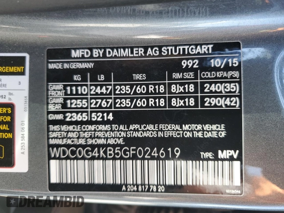2016 Mercedes-Benz GLC with VIN WDC0G4KB5GF024619, listed as a Copart auction lot 49740335 with 35,169 mi miles and Salvage Title. Bid and sale history available at carsss.com. Image 13.