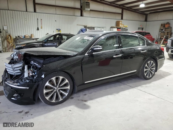 2013 Hyundai Genesis 5.0L R-Spec with VIN KMHGC4DHXDU242785, listed as a Copart auction lot 48406835 with 107,598 mi miles and Salvage Title. Bid and sale history available at carsss.com. Image 1.