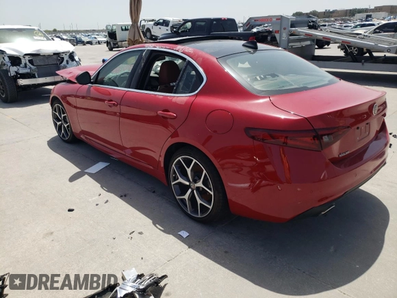 2019 Alfa Romeo Giulia Sport with VIN ZARFAMAN2K7612385, listed as a Copart auction lot 65497014 with 0 mi miles and Salvage Title. Bid and sale history available at carsss.com. Image 2.