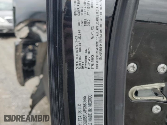 2023 Ram 2500 Laramie with VIN 3C6UR5FL4PG580565, listed as a Copart auction lot 71935344 with 13,939 mi miles and Salvage Title. Bid and sale history available at carsss.com. Image 12.