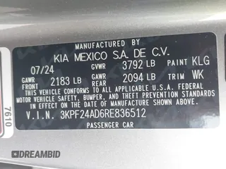 2024 Kia Forte LXS z VIN 3KPF24AD6RE836512, wystawiony jako IAAI lot #42166367 z przebiegiem 3 352 mil mil oraz . Historia ofert i sprzedaży dostępna na DreamBid. Obrazek 9.