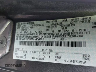 2013 Ford Escape SE with VIN 1FMCU9G92DUA54761, listed as a IAAI auction lot 41105062 with 131,767 mi miles. Bid and sale history available at carsss.com. Image 9.