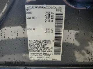 2021 Nissan Altima SV with VIN 1N4BL4DV6MN396172, listed as a Copart auction lot 48780375 with 42,839 mi miles and Clean Title. Bid and sale history available at carsss.com. Image 12.