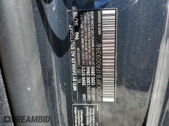 2015 Mercedes-Benz S 550 with VIN WDDXJ8FB1FA009396, listed as a Copart auction lot 49657975 with 76,680 mi miles and Salvage Title. Bid and sale history available at carsss.com. Image 13.