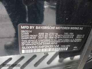 2015 BMW X5 sDrive35i with VIN 5UXKR2C54F0H35124, listed as a IAAI auction lot 41885474 with 88,865 mi miles. Bid and sale history available at carsss.com. Image 9.