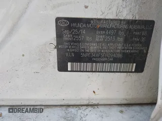 2015 Hyundai Sonata 2.4L Sport with VIN 5NPE34AF5FH094086, listed as a IAAI auction lot 42041499 with 228,527 mi miles. Bid and sale history available at carsss.com. Image 9.