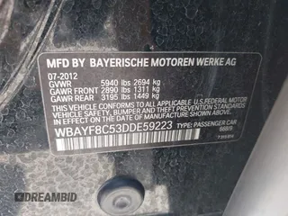 2013 BMW 7 Series 750Li xDrive with VIN WBAYF8C53DDE59223, listed as a IAAI auction lot 42602724 with 145,058 mi miles and . Bid and sale history available at DreamBid. Image 9.