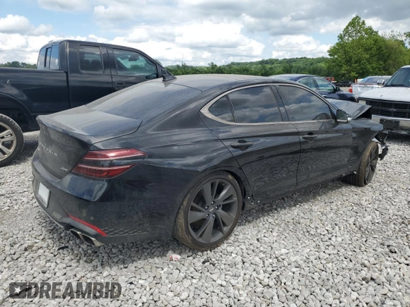 2023 Genesis G70 2.0T with VIN KMTG34TA2PU126768, listed as a Copart auction lot 56201094 with 11,556 mi miles and Salvage Title. Bid and sale history available at DreamBid. Image 3.