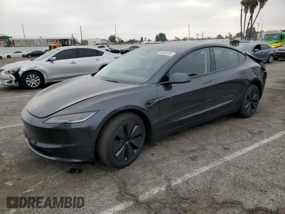 2025 Tesla Model 3 Long Range with VIN 5YJ3E1EA7SF969403, listed as a Copart auction lot 55348185 with 2,613 mi miles and Salvage title. Bid and sale history available at DreamBid. Image 1.