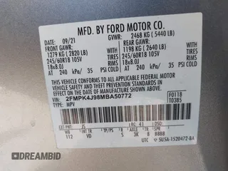 2021 Ford Edge SEL z VIN 2FMPK4J98MBA50772, wystawiony jako IAAI lot #42224052 z przebiegiem 76 061 mil mil oraz . Historia ofert i sprzedaży dostępna na DreamBid. Obrazek 9.