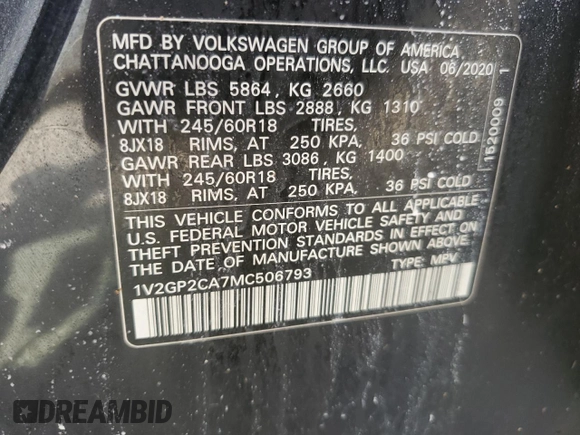 2021 Volkswagen Atlas S z VIN 1V2GP2CA7MC506793, wystawiony jako Copart lot #56185255 z przebiegiem 142 427 mil mil oraz Czysty tytuł • Clean title. Historia ofert i sprzedaży dostępna na DreamBid. Obrazek 13.