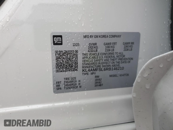 2024 Buick Encore GX Avenir with VIN KL4AMFSL6RB146210, listed as a Copart auction lot 45238425 with 1,265 mi miles and Salvage title. Bid and sale history available at DreamBid. Image 13.