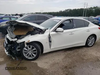 2014 Infiniti Q50 Premium with VIN JN1BV7AP1EM693338, listed as a Copart auction lot 58061545 with 97,290 mi miles and Salvage title. Bid and sale history available at DreamBid. Image 1.