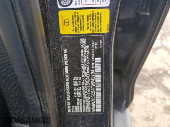 2015 MINI Countryman S with VIN WMWZC5C54FWP42794, listed as a Copart auction lot 55857445 with Not Provided miles and Clean Title. Bid and sale history available at DreamBid. Image 12.