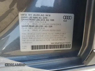 2018 Audi A4 allroad Premium Plus with VIN WA18NAF46JA173340, listed as a Copart auction lot 59203204 with 38,665 mi miles and Salvage Title. Bid and sale history available at carsss.com. Image 13.