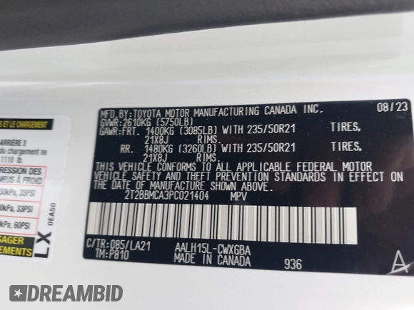 2023 Lexus RX 350h с VIN 2T2BBMCA3PC021404, выставлен на аукционе IAAI как лот 41879929 с пробегом 17 804 миль миль и . История ставок и продаж доступна на DreamBid. Изображение 9.
