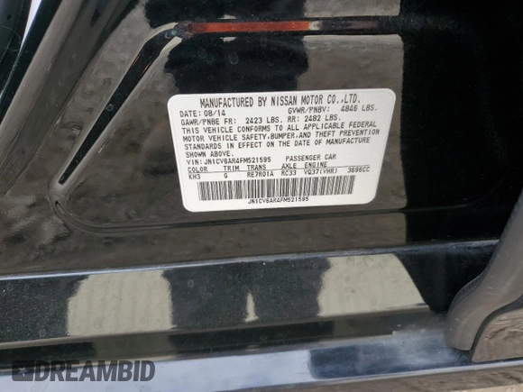 2015 Infiniti Q40 with VIN JN1CV6AR4FM521595, listed as a Copart auction lot 75640594 with 162,311 mi miles and Salvage Title. Bid and sale history available at DreamBid. Image 12.