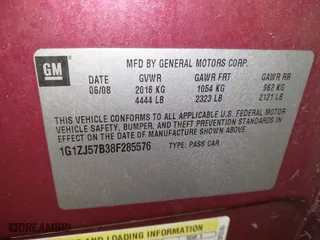 2008 Chevrolet Malibu LT w/2LT with VIN 1G1ZJ57B38F285576, listed as a IAAI auction lot 41663881 with 182,210 mi miles. Bid and sale history available at carsss.com. Image 9.