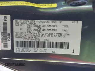 2018 Toyota Tundra 2WD SR5 with VIN 5TFEM5F10JX133762, listed as a IAAI auction lot 41411166 with 80,310 mi miles. Bid and sale history available at carsss.com. Image 9.