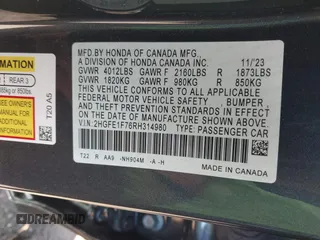 2024 Honda Civic EX z VIN 2HGFE1F76RH314980, wystawiony jako IAAI lot #42000094 z przebiegiem 13 576 mil mil oraz . Historia ofert i sprzedaży dostępna na DreamBid. Obrazek 9.