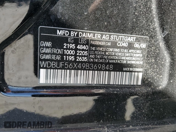 2009 Mercedes-Benz E-Class Luxury 3.5L with VIN WDBUF56X49B369848, listed as a Copart auction lot 48817765 with 99,457 mi miles and Salvage Title. Bid and sale history available at carsss.com. Image 15.