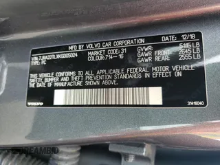 2019 Volvo S60 Inscription with VIN 7JRA22TLXKG005024, listed as a Copart auction lot 58015943 with 32,872 mi miles. Bid and sale history available at carsss.com. Image 12.