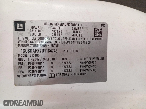 2013 Chevrolet Express Cargo with VIN 1GCSGAFX7D1134745, listed as a IAAI auction lot 42621716 with 44,779 mi miles and . Bid and sale history available at DreamBid. Image 12.