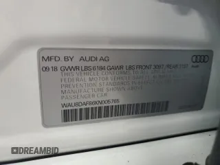 2019 Audi A8 L with VIN WAU8DAF86KN005765, listed as a Copart auction lot 49065575 with 32,600 mi miles and Salvage Title. Bid and sale history available at carsss.com. Image 13.