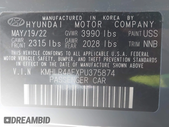 2023 Hyundai Elantra N Line z VIN KMHLR4AFXPU375874, wystawiony jako IAAI lot #41813523 z przebiegiem 59 060 mil mil oraz . Historia ofert i sprzedaży dostępna na DreamBid. Obrazek 9.