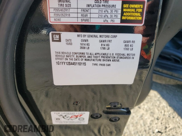 2004 Chevrolet Corvette Z06 with VIN 1G1YY12S445110115, listed as a Copart auction lot 87398864 with 33,850 mi miles and Salvage Title. Bid and sale history available at carsss.com. Image 13.