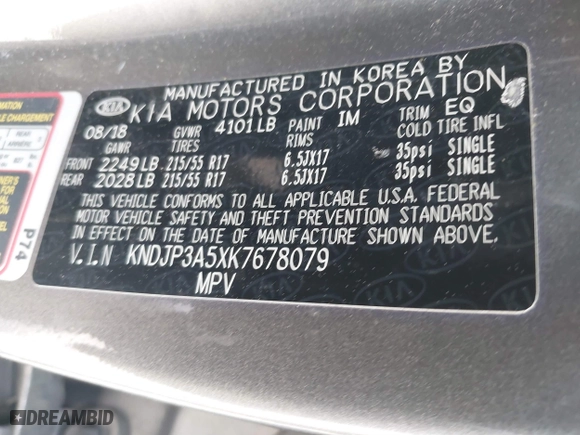 2019 Kia Soul + with VIN KNDJP3A5XK7678079, listed as a IAAI auction lot 41844361 with 97,564 mi miles. Bid and sale history available at carsss.com. Image 9.