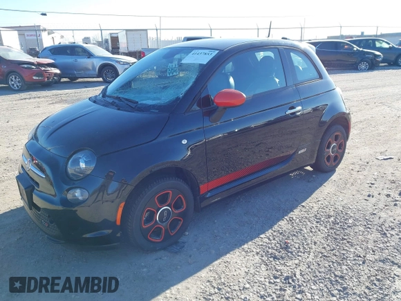 2013 FIAT 500e with VIN 3C3CFFGE9DT663239, listed as a IAAI auction lot 41437853 with 1 mi miles. Bid and sale history available at carsss.com. Image 2.