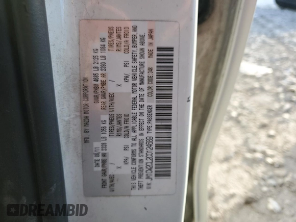 2012 Mazda 5 Touring with VIN JM1CW2CL2C0124689, listed as a Copart auction lot 42106995 with 212,880 mi miles and Non Repairable. Bid and sale history available at DreamBid. Image 14.