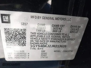 2018 Cadillac Escalade Luxury with VIN 1GYS4BKJ2JR213635, listed as a IAAI auction lot 41663754 with 65,991 mi miles. Bid and sale history available at carsss.com. Image 9.
