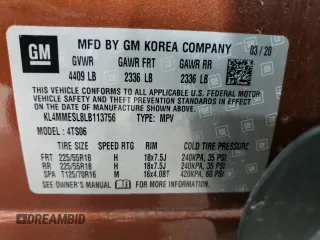 2020 Buick Encore GX Select с VIN KL4MMESL8LB113756, выставлен на аукционе Copart как лот 52450715 с пробегом 58 342 миль миль и Списание • Salvage title. История ставок и продаж доступна на DreamBid. Изображение 13.