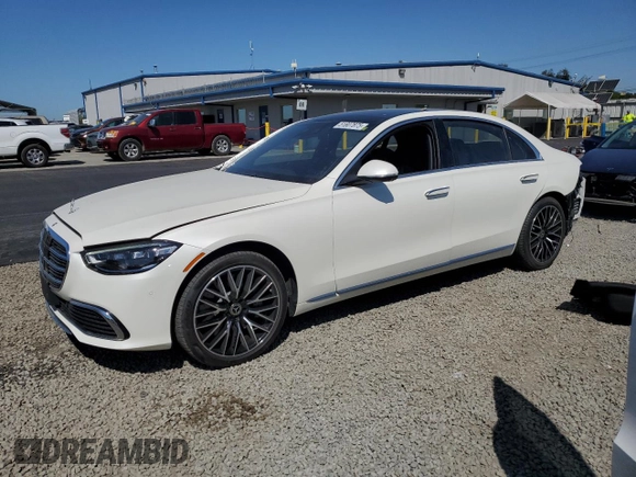 2023 Mercedes-Benz S 500 z VIN W1K6G6DB9PA174356, wystawiony jako Copart lot #51807875 z przebiegiem 17 749 mil mil oraz Szkoda całkowita • Salvage title. Historia ofert i sprzedaży dostępna na DreamBid. Obrazek 1.