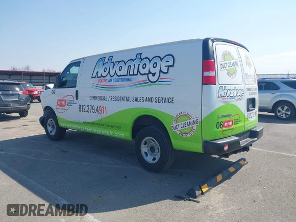 2023 Chevrolet Express Cargo with VIN 1GCWGAFPXP1258949, listed as a IAAI auction lot 41790627 with 23,518 mi miles and . Bid and sale history available at DreamBid. Image 3.
