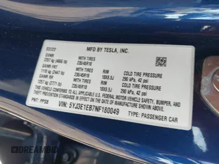 2022 Tesla Model 3 Long Range z VIN 5YJ3E1EB7NF180049, wystawiony jako IAAI lot #42188963 z przebiegiem 18 604 mil mil oraz . Historia ofert i sprzedaży dostępna na DreamBid. Obrazek 9.