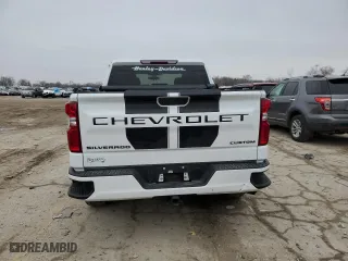 2021 Chevrolet Silverado 1500 Custom with VIN 1GCPYBEKXMZ420833, listed as a Copart auction lot 43644485 with 58,175 mi miles and Salvage Title. Bid and sale history available at carsss.com. Image 6.