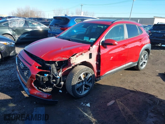 2021 Hyundai Kona Ultimate with VIN KM8K5CA57MU662724, listed as a IAAI auction lot 41919686 with 61,426 mi miles and . Bid and sale history available at carsss.com. Image 20.