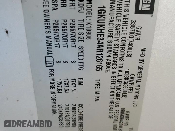2010 GMC Yukon XL z VIN 1GKUKHE34AR126165, wystawiony jako Copart lot #52317135 z przebiegiem 234 675 mil mil oraz Tytuł czysty. Historia ofert i sprzedaży dostępna na DreamBid. Obrazek 13.