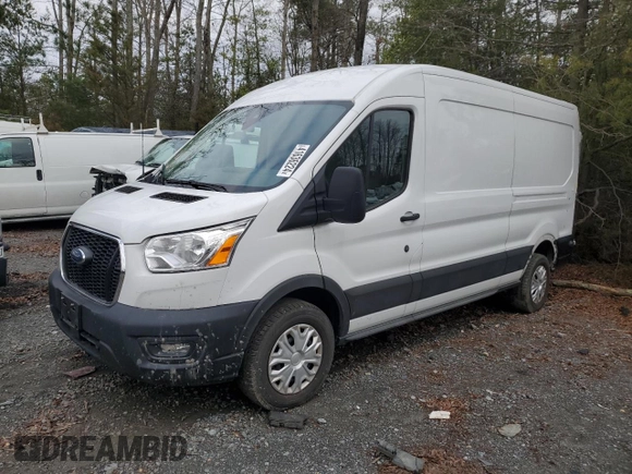 2021 Ford Transit Cargo with VIN 1FTBR1C88MKB00153, listed as a Copart auction lot 41636224 with 21,072 mi miles and Salvage Title. Bid and sale history available at DreamBid. Image 1.