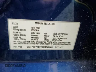 2024 Tesla Model Y Long Range with VIN 7SAYGDEE2RA246685, listed as a Copart auction lot 58699895 with 15,803 mi miles and Salvage title. Bid and sale history available at DreamBid. Image 12.