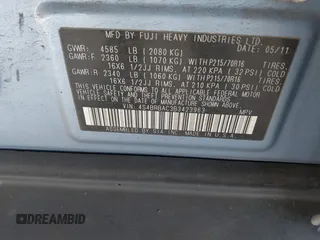 2011 Subaru Outback 2.5i with VIN 4S4BRBAC3B3423963, listed as a IAAI auction lot 42106459 with 199,453 mi miles. Bid and sale history available at carsss.com. Image 9.