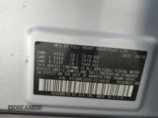 2014 Subaru Legacy Premium z VIN 4S3BMCD6XE3014930, wystawiony jako Copart lot #49298425 z przebiegiem 122 369 mil mil oraz Szkody całkowita. Historia ofert i sprzedaży dostępna na DreamBid. Obrazek 12.