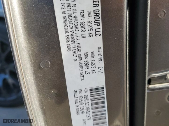 2011 Dodge Charger Road/Track with VIN 2B3CL5CT4BH511878, listed as a Copart auction lot 42266615 with 189,321 mi miles and Salvage Title. Bid and sale history available at carsss.com. Image 12.