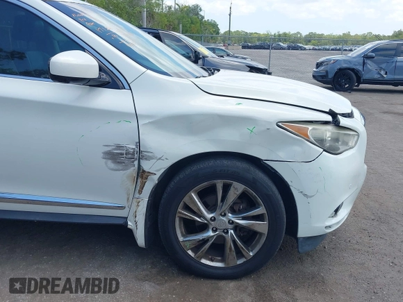 2013 Infiniti JX35 with VIN 5N1AL0MN3DC315618, listed as a IAAI auction lot 42107516 with 178,518 mi miles and . Bid and sale history available at DreamBid. Image 6.
