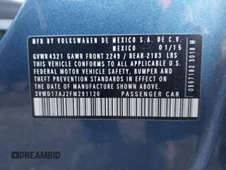 2015 Volkswagen Jetta SE z VIN 3VWD17AJ2FM291120, wystawiony jako IAAI lot #41763085 z przebiegiem 139 272 mil mil oraz . Historia ofert i sprzedaży dostępna na DreamBid. Obrazek 9.