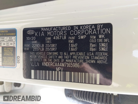 2021 Kia Seltos EX z VIN KNDERCAA4M7165986, wystawiony jako IAAI lot #41815940 z przebiegiem 61 615 mil mil oraz . Historia ofert i sprzedaży dostępna na DreamBid. Obrazek 9.